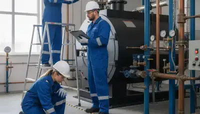 Boiler repair technician servicing a Winter Springs, FL home heating system